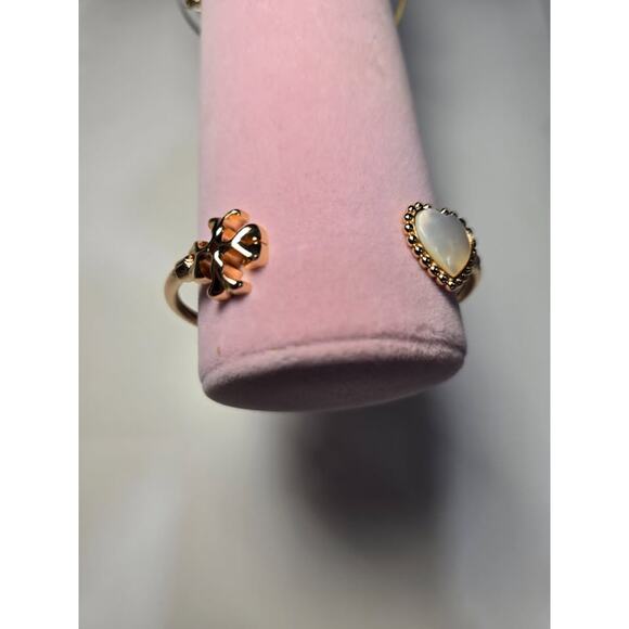 Tory Burch Roxanne Mother-of-Pearl & Gold Logo Open Cuff Bracelet NWOT - Picture 5 of 6